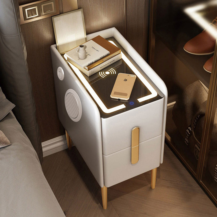 Extremely narrow solid wood smart bedside table