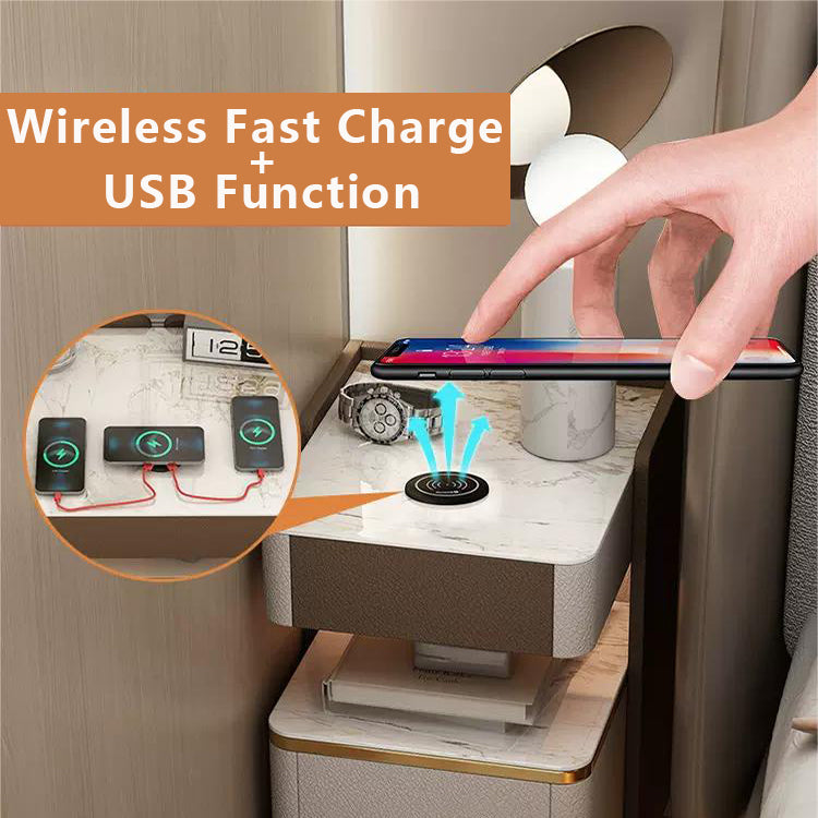 Smart Bedside Table Wireless Charging Fingerprint Lock