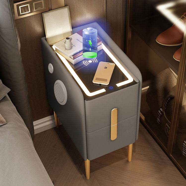 Extremely narrow solid wood smart bedside table