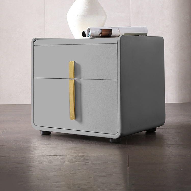 Nordic Italian mini leather art solid wood bedside table