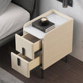 Nordic solid wood leather ultra-narrow bedroom bedside table