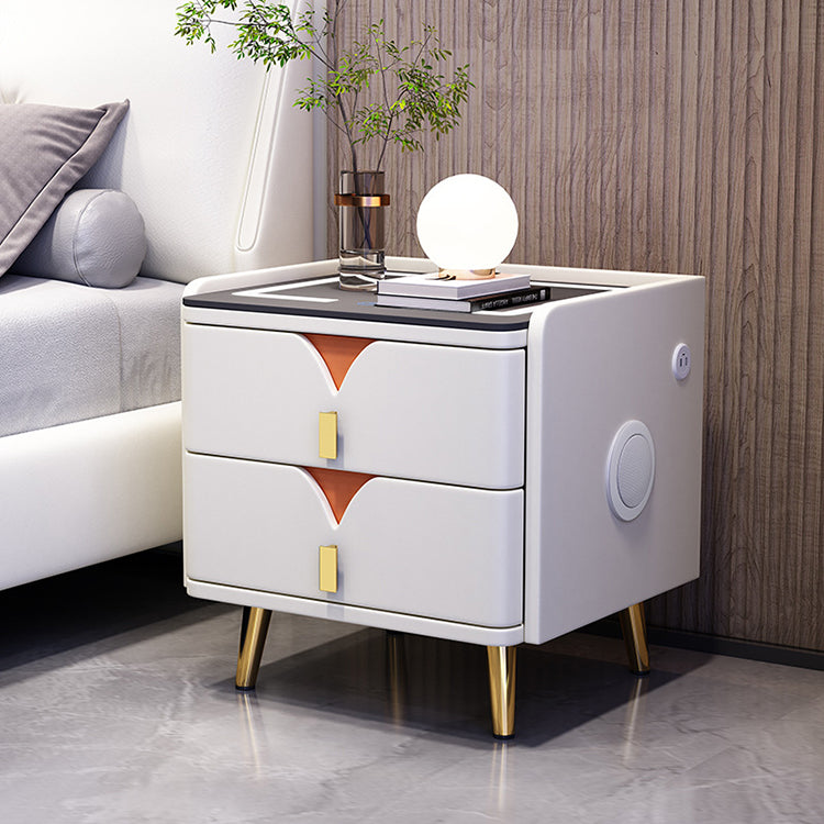 Nordic all-solid wood bedside table with tempered glass cabinet