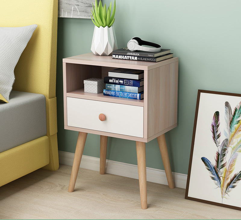 Nightstand Large-capacity MDF Engineering Board Storage Home Bedside