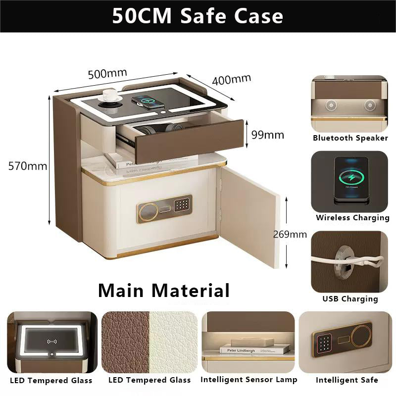 Smart Bedside Table Wireless Charging Fingerprint Lock